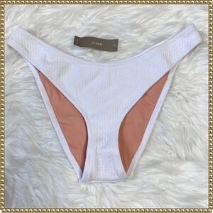 J Crew White Textured Bikini Swim Bottoms Medium NWT
